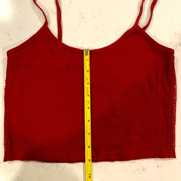 Forever 21 Red Lace Crop Top, Size L - Picture 5 of 6